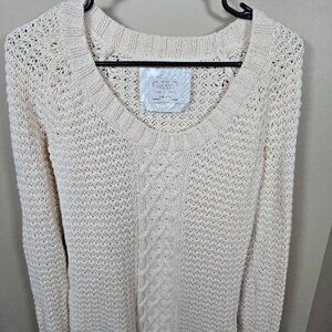 Vintage Old Navy Cream Cable Knit Crew Sweater Womens Size Small